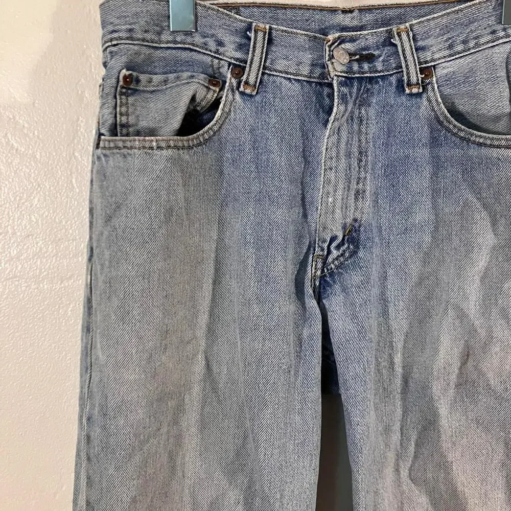 Vintage Y2K Levis 550 Relaxed Fit Light Wash Faded Distressed Jeans 32x32 Baggy